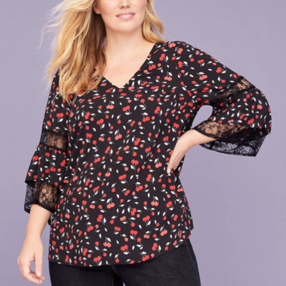 Lane Bryant Tiered Ruffle Sleeve Top            3C